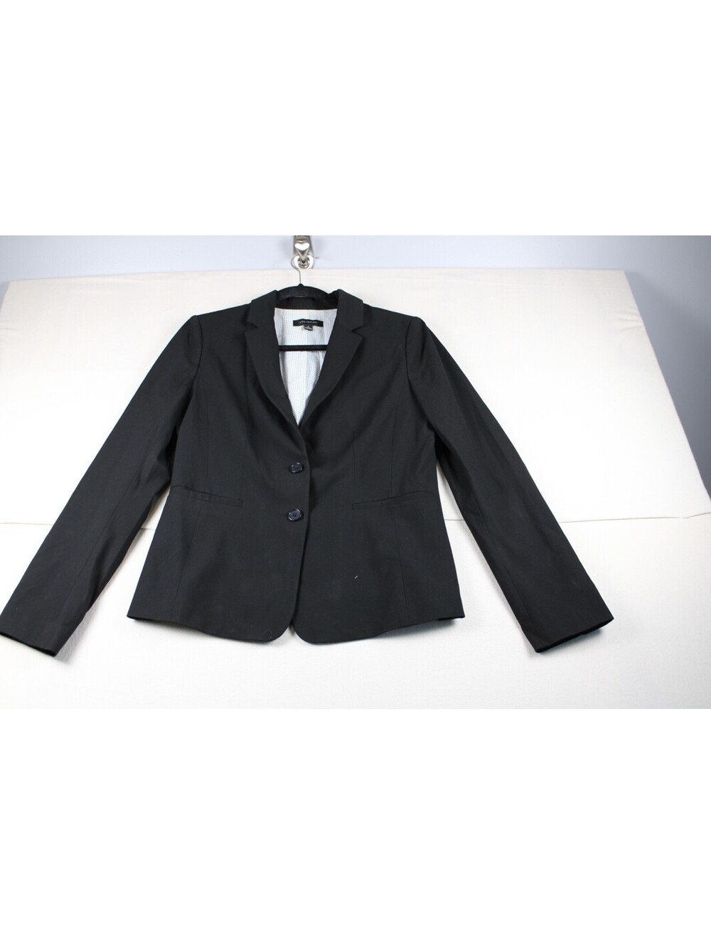 Ann Taylor Womens Black Blazer Jacket Two Button Notch Lapel Lined Career Size 6
